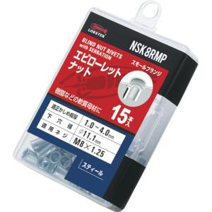 ■（株）ロブテックス エビ ローレットナット（薄頭・スチール製） エコパック 板厚４．０ Ｍ８Ｘ１．２５（１５個入） NSK8RMP 1Ｐｋ｜ganbariya-shop