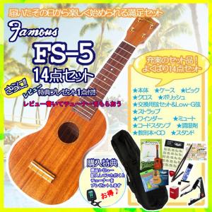 （レビュー特典付き）ウクレレ 初心者 セット ソプラノ Famous フェイマス FS-5 ソプラノウクレレ  14点セット