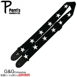 Perri's(ペリーズ) CWS20-6845 コットン生地 ギターストラップ 2" DLX COTTON BLACK W/STARS GUITAR STRAP