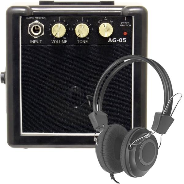 エレキギターミニアンプと有線ヘッドフォンのセット MINI GUITAR AMP ARIA AG-0...