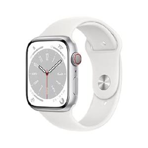 Apple Watch Series 8 [GPS + Cellular 45mm] Smart Watch w/Silver Aluminum Case with White Sport Band - S/M. Fitness Tracker, Blood Oxygen ＆ EC並行輸入