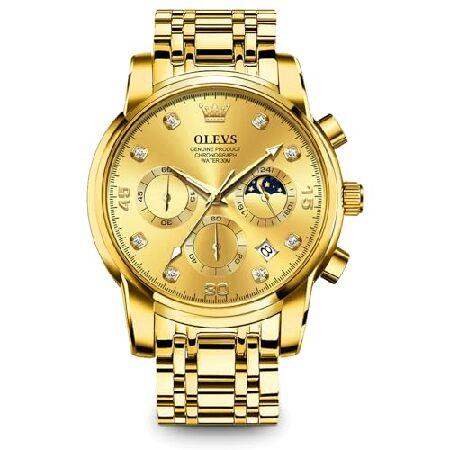 OLEVS Gold Watches for Men Big Face Stainless Stee...