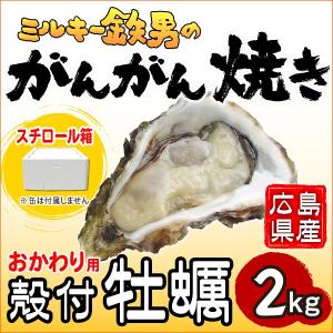 送料無料「ミルキー鉄男のがんがん焼き」広島県産殻付き牡蠣のみ 2kg（スチロール箱入り）ガンガン焼の...