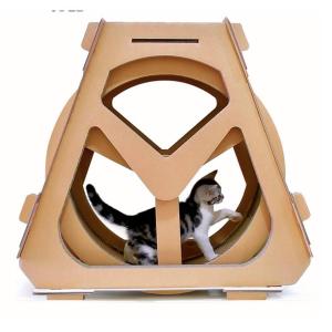 猫用回し車 段ボール製回転マシーン ランニングマシーン 遊具 おもちゃ運動不足解消 サイレントホイール 猫のトレッドミル キャットエクササイズホイール 猫スク｜ganso-3103