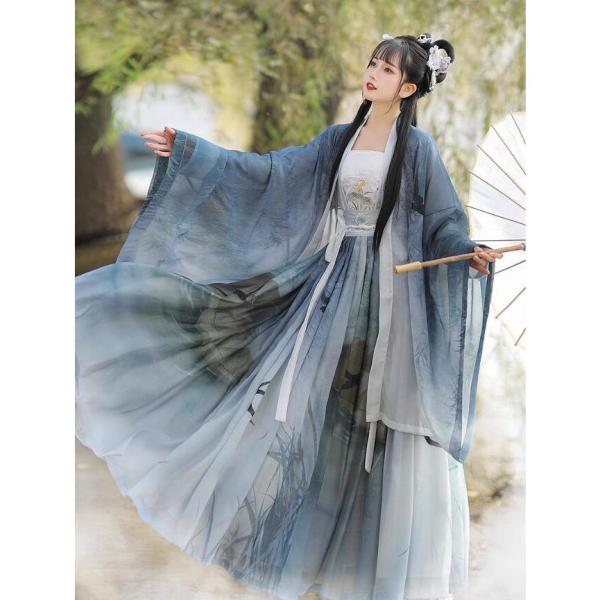 唐装漢服 レディース大きい裾チャイナ服　大人中華3点/4点セットドレス　羽織　華流舞台ステージ衣装 ...