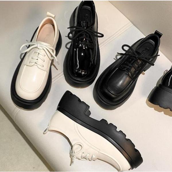 オックスフォードシューズ レディース レースアップシューズ マニッシュ 革靴 オジ靴 おじ靴 厚底 ...