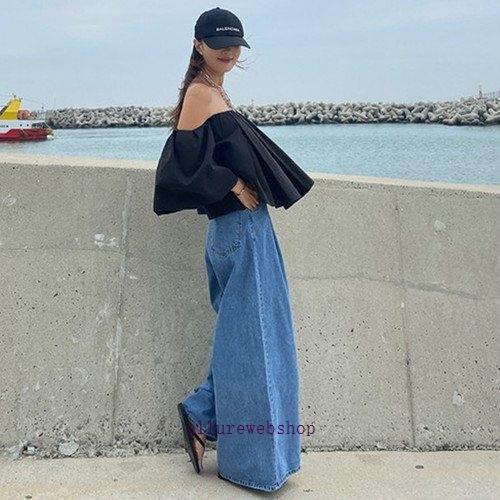 ワイドパンツルック 20代 30代 40代 50代 レディース ファッション ワイドパンツ デニム ...