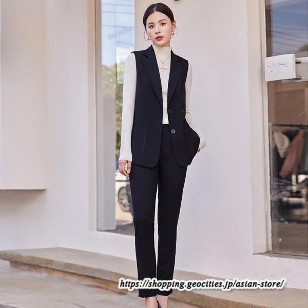 ベストスーツ パンツスーツ レディース 春コーデ 服 ベスト デーパードパンツ ビジネス フォーマル...
