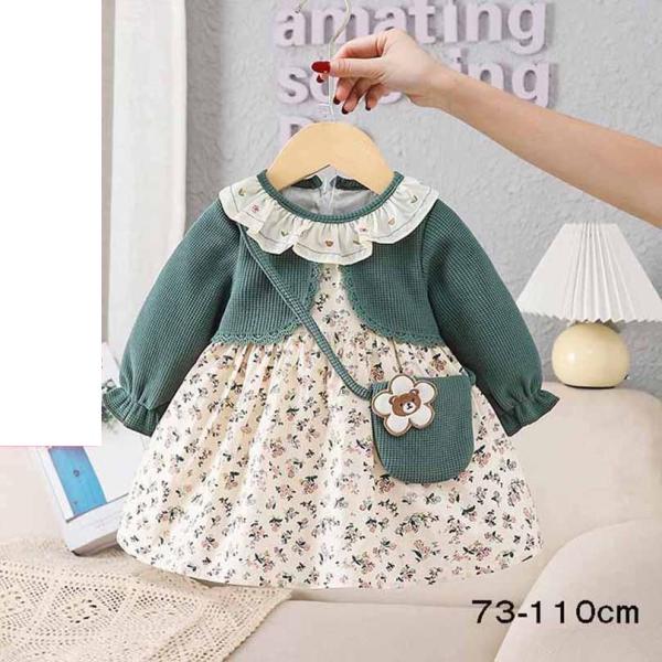 ワンピース花柄入園式子供服 女の子入学式卒園式子供きれいめフォーマル ベビー長袖結婚式 衣装 誕生日...