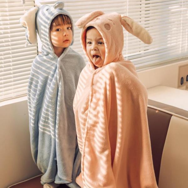 バスローブ ベビータオル 春夏秋冬用 子ども用 バスタオル 大判 ポンチョ マント バスタオル フー...