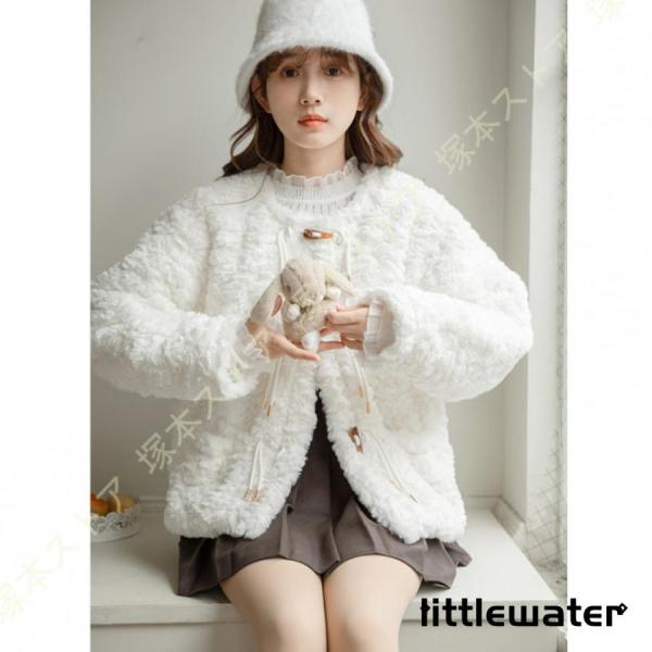 ボアコート フェイクファー コート アウター レディース 上着 ジャケット エコファー ノーカラー ...