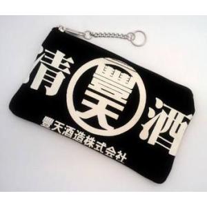 豊天商店 清酒 薄型ペンケース・フラットポーチ 墨黒