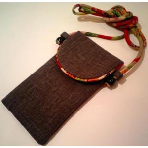 携帯ケース 携帯電話・メガネポーチ 肩掛け式 竹炭 らくらくスマートフォン