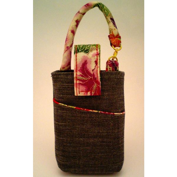 携帯ポーチ 竹炭 携帯電話ケース バッグに提げられる 和柄ポーチ