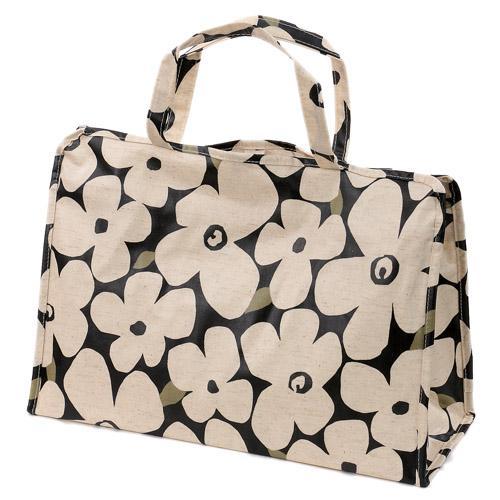 大型温泉バッグ 北欧 フラワー ブラック お着換えバッグ スパバッグ spa bag 花柄