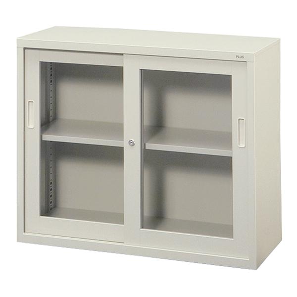 (開梱設置迄)書庫 PLUS 保管庫 A4対応 スチール書庫 ガラス引違い 上置き用 18405 S...