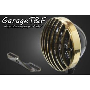 ドラッグスター400　5.75インチバードゲージヘッドライト(ブラック/真鍮)&ライトステー(タイプB)KIT｜garage-tf