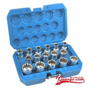 16pc スプラインソケット ソケットレンチ インチもミリ、ヘックス、トルクスにも対応
