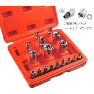 17pc E型スターソケット＆いじり止め付きトルクスビットセット T068