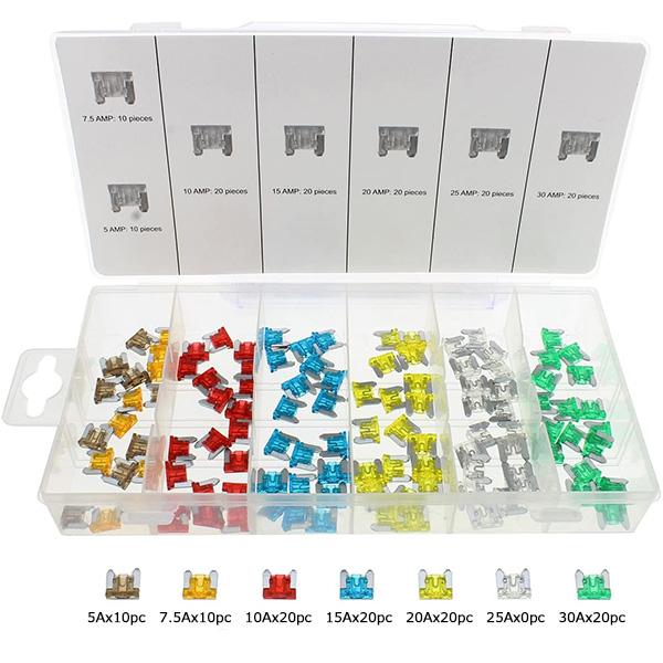 120pc 低背Miniヒューズ  5A、7.5A、10A、15A、20A、25A、30A 自動車、...