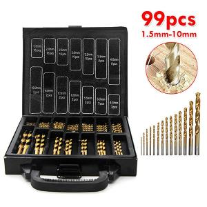 チタンコーティングドリル 1mm〜10mm 14サイズ99pcs 丸軸ドリルビットセット