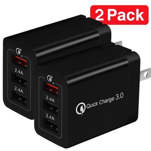 黒ｘ2個 30W QC3.0 急速充電器 3USB出力 最大3A自動出力制御 コンパクトサイズ 旅行やお出かけに最適 YZC005