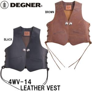 デグナー 4WV-14 レザーベスト DEGNER 4WV14 LEATHER VEST 本革 バイク 牛革 ブラック ブラウン 黒 茶｜garager30