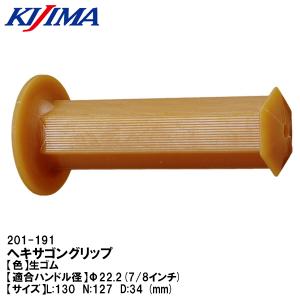 キジマ KIJIMA 201-191 ヘキサゴングリップ 生ゴム 全長130mm 標準ハンドル用 バイクハンドル用 非貫通 クローズドエンド｜garager30