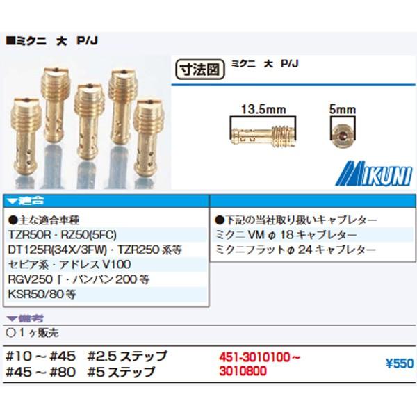 ミクニ 純正パイロットジェット スロージェット  VM18 フラット24用 P/J ♯10〜80 三...