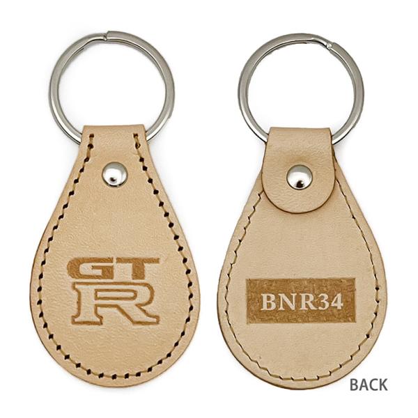 NISSAN スカイライン GT-R BNR34 エンブレム 国産レザーキーホルダー ニッサン
