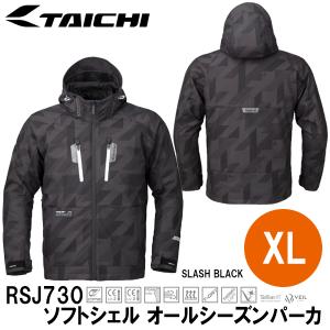 RS TAICHI RSJ730 ソフトシェル オールシーズンパーカ オールシーズンジャケット SLASH BLACK XL RSタイチ 全天候モデル｜garager30