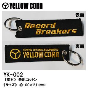 YELLOWCORN イエローコーン YK-002 キータグ Record Breakers ブラック イエロー 100×21 mm キーホルダー｜garager30