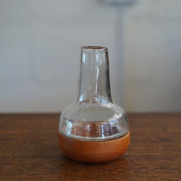 フラワーベース 一輪挿し 花瓶  ウッド &amp; ガラスベース チムニーS