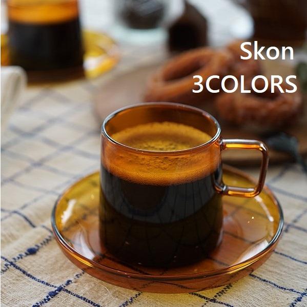 マグカップ 耐熱 グラスマグ 北欧 おしゃれ スコン アンバー グレー  Skon 選べる3色 スク...