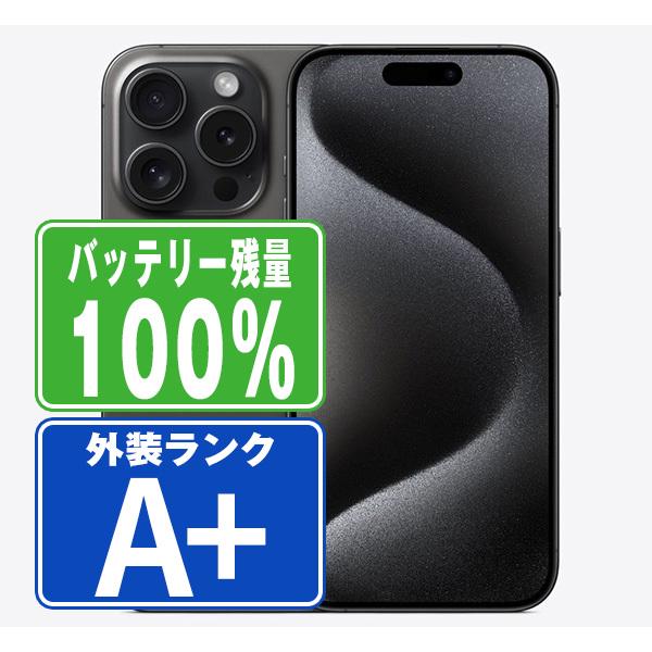 バッテリー100% iPhone15 Pro 512GB ブラックチタニウム SIMフリー 中古 本...