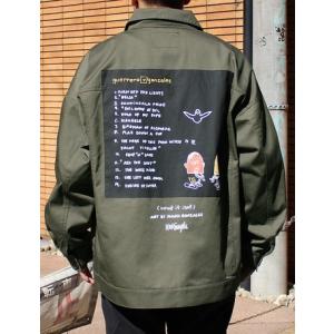 (What it isNt) ART BY MARK GONZALES ツイルスケートジャケット KHAKI カーキ マークゴンザレス  大き目 BIG サイズ コーチジャケット｜garakuta-ga