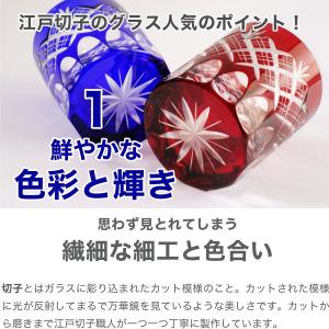 江戸切子 オールド 重ね矢来 菊底 赤 田島硝...の詳細画像2