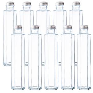 ハーバリウム、ドレッシング、タレ、オイルなどで使えるガラス瓶・透明瓶・角瓶SSF-200A 214ml-10本セット-galss bottle｜garasubin