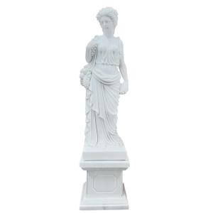 天然大理石彫刻 季節の乙女（夏） 石像 女神 全高約1m60cm 乙女像