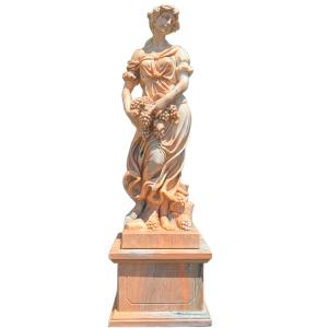 人形　女神　アート　金属　オブジェ　置物　インテリア　工芸品　美術品　A1393 天然大理石彫刻 果物を持つヴィーナス(夏) ピンク 乙女 H210cm 女神