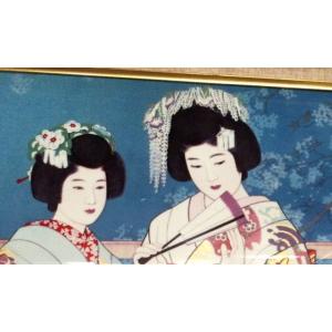 伊東深水 「春の宵」 陶磁画 有田焼 日本画の詳細画像1