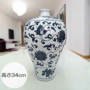 時代の彩】中国古美術 明・宣徳 青花海水龍紋 梅瓶 壺 花瓶 古陶磁