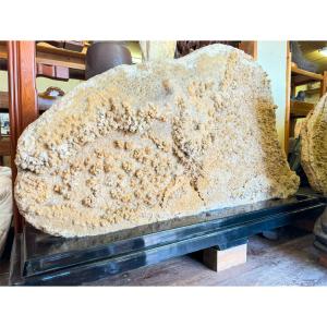 大自然が作り出した唯一無二の神秘な石 鍾乳石衝立【4】 景石 磨き 鑑賞石 飾り石 台付き 希少 天然石 自然の芸術 スタラクタイト stalactite 自然石 鍾乳洞