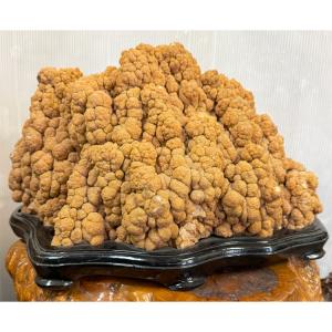 大自然が作り出した唯一無二の神秘な石 鍾乳石 【21】 高さ約23cm 盆石 stalactite 飾り石 台付き 景石 磨き 鑑賞石 希少 天然石 スタラクタイト 自然石 鍾乳洞