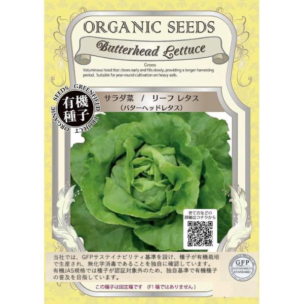 【有機種子】サラダ菜/リーフレタス （バターヘッドレタス） グリーンフィールドプロジェクトのタネ