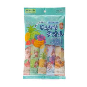 冷感タオル 冷却 クールタオル 首掛けできる 使い捨て 汗拭き拭いて 掛けて ひんやりタオル モンチッチ 25×60cm 5本入 ノンアルコール (B)