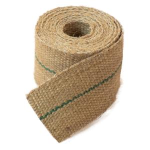 NUTSCENE ナッツシーン ジュートウェビング約5cm 全長約3m ナチュラル＆グリーンストライプ Jute Webbing Natural with Green stripe｜gardenmart