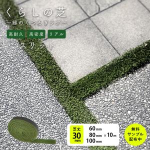 人工芝 リアル SG スリット10m巻 / 60mm 80mm 100mm 目地用 庭 玄関アプローチ ベランダ 屋上 テラス くらしの芝［オリジナル］（防草シート・固定ピン別売り)