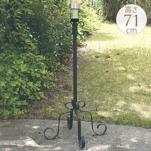 ソーラーライト 屋外 目印 自立 スタンド フック付き 北欧 アンティーク LEDライト ポールスタンド ブラック