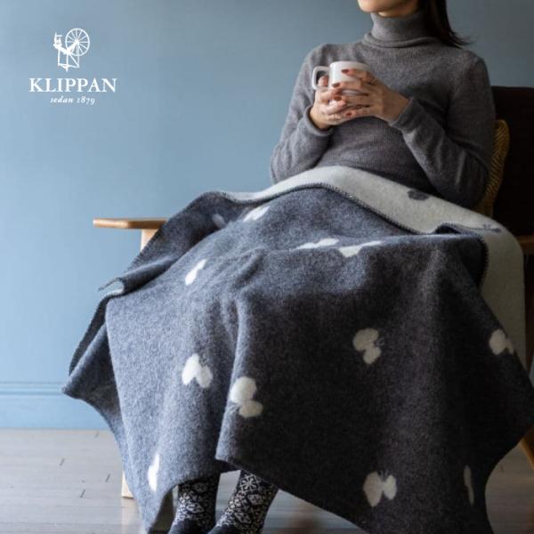 KLIPPAN クリッパン ウール ハーフブランケット CHOUCHO グレー W90×L130cm...